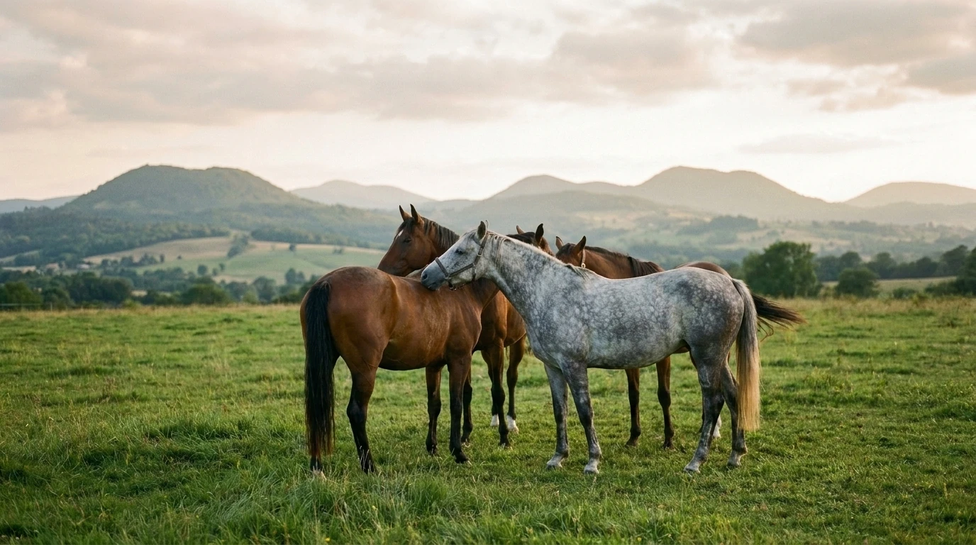 Les chevaux du Les Ecuries De La Garde en liberté, Puy-de-Dôme